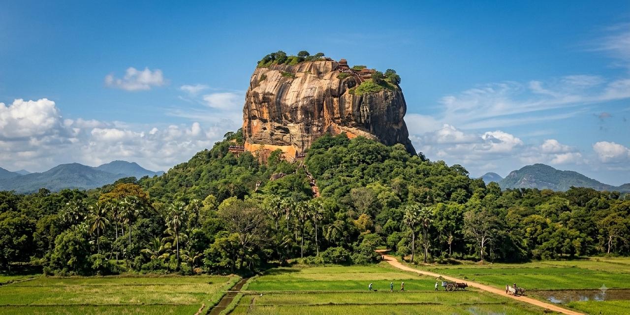 Sigiriya rock fortress rising above the plains